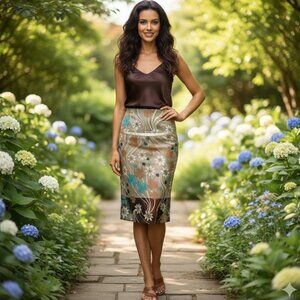 Anthropologie Floral silk skirt